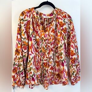 Avara Abstract Floral Blouse Beautiful Fall Colors